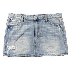 American Eagle Vintage Y2K Micro Mini Skirt Denim Jean Distressed Size 4 L261